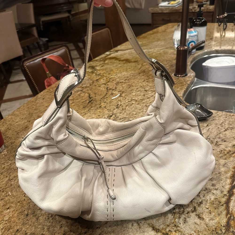 Cole Haan Cream Leather Hobo Bag